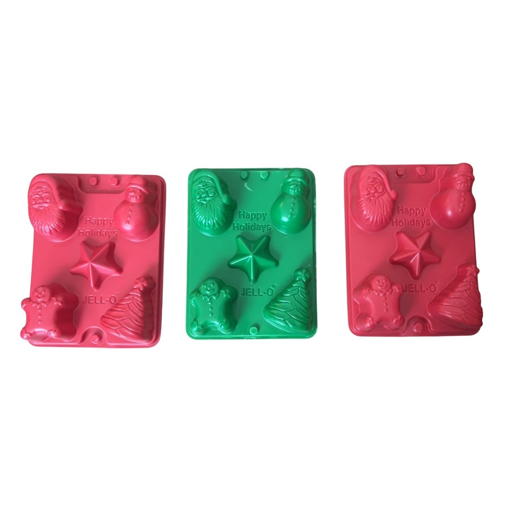 Set of 3 Christmas Holiday Tree‎ Santa Star Snowman Jell-O Molds